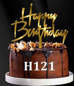 Acrylic Cake Topper - Happy Birthday - Gold