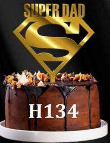 Acrylic Cake Topper - Super Dad - Gold