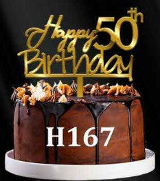 Acrylic Cake Topper - Happy 50th Birthday - Gold