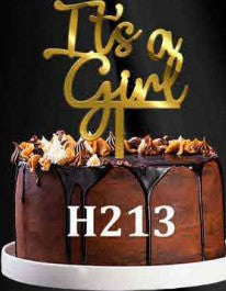 Acrylic Cake Topper - It's A Girl - Gold