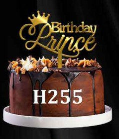 Acrylic Cake Topper - Birthday Prince - Gold