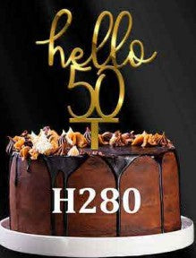 Acrylic Cake Topper - Hello 50 - Gold