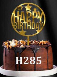 Acrylic Cake Topper - Happy Birthday Round/ Stars - Gold