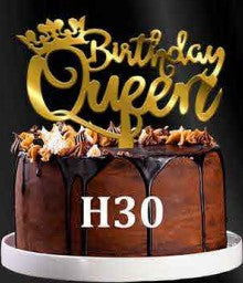 Acrylic Cake Topper - Birthday Queen - Gold