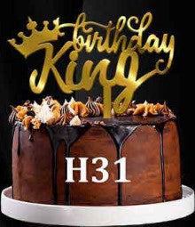 Acrylic Cake Topper - Birthday King - Gold