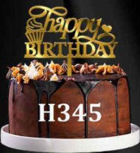Acrylic Cake Topper - Happy Birthday Cupcake/ Heart - Gold