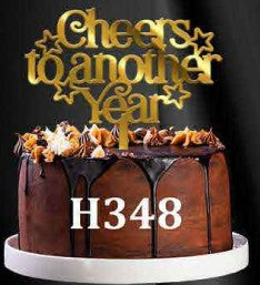 Acrylic Cake Topper - Cheers to Another Year - Gold