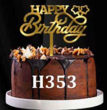 Acrylic Cake Topper - Happy Birthday with Stars - Gold