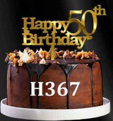 Acrylic Cake Topper - Happy 5Oth Birthday - Gold