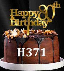 Acrylic Cake Topper - Happy 80th Birthday - Gold