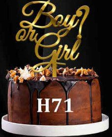 Acrylic Cake Topper -Boy or Girl? - Gold