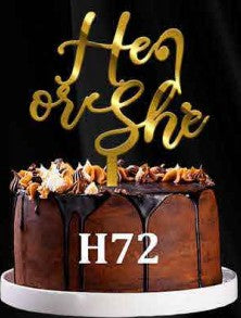 Acrylic Cake Topper - He or She? - Gold
