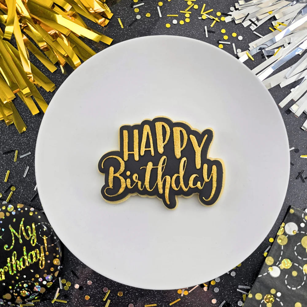 Custom Cookie Cutters Happy Birthday Debosser and Cutter Set.