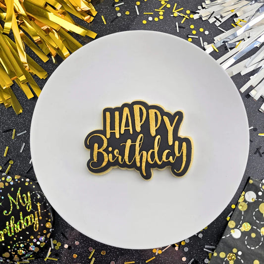 Custom Cookie Cutters Happy Birthday Debosser and Cutter Set.
