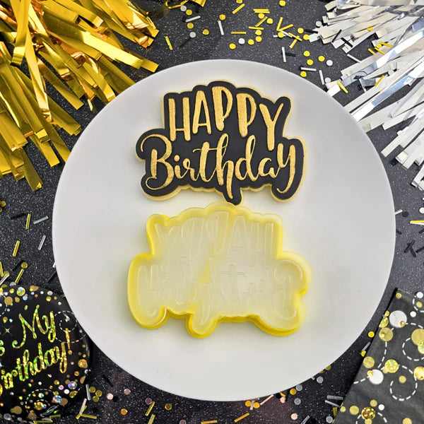 Custom Cookie Cutters Happy Birthday Debosser and Cutter Set.