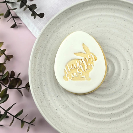 Custom Cookie Cutters Embosser - Happy Easter Bunny.