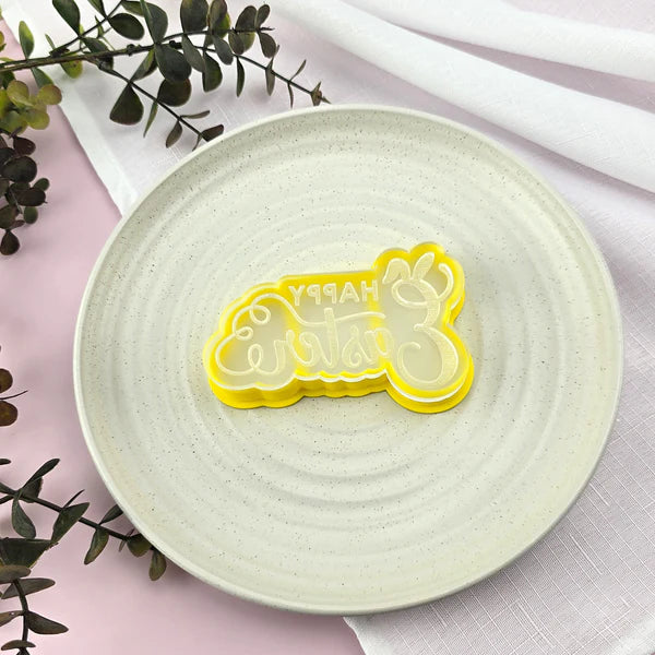 Custom Cookie Cutter Happy Easter Debosser and Cutter Set.