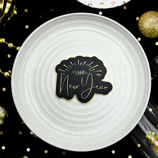 Custom Cookie Cutters Happy New Year Debosser and Cutter Set.
