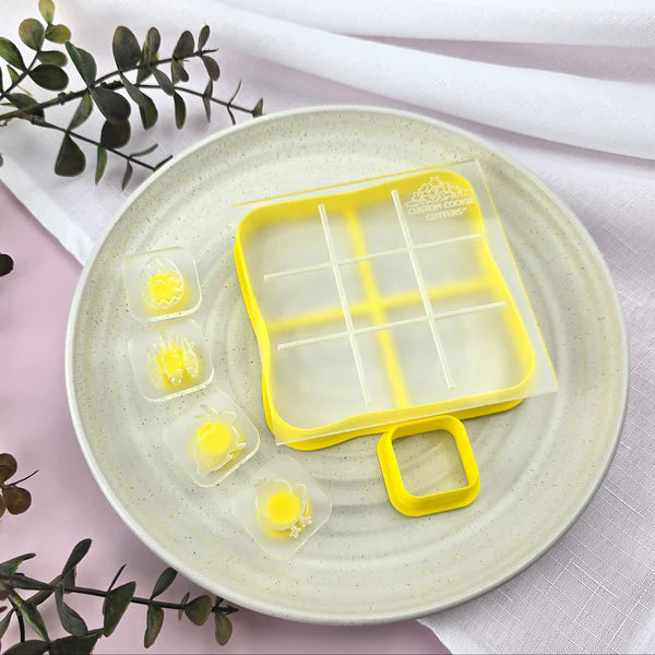 Custom Cookie Cutter - Hot Cross Bun Tic Tac Toe Debosser & Cutter Set.