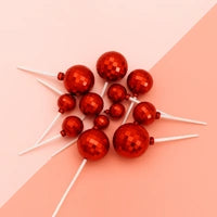 Iconic - Red - Disco Ball Toppers - 12PCS
