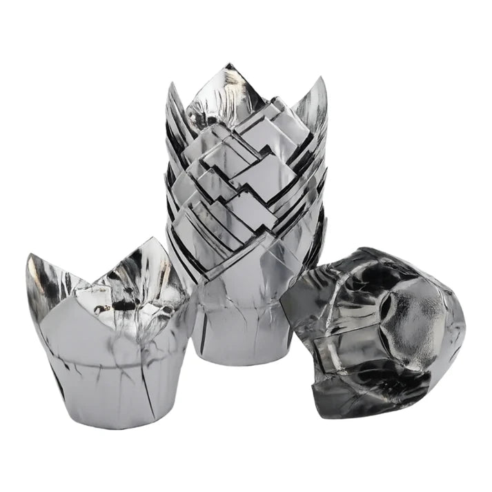 Iconic - 25Pk Silver Foil Tulip Muffin Liners
