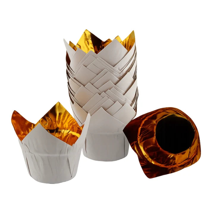 Iconic - 25Pk White Foil Tulip Muffin Liners