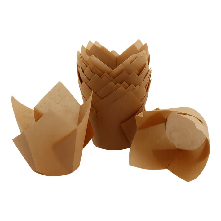 Iconic - 25Pk Light Brown Foil Tulip Muffin Liners