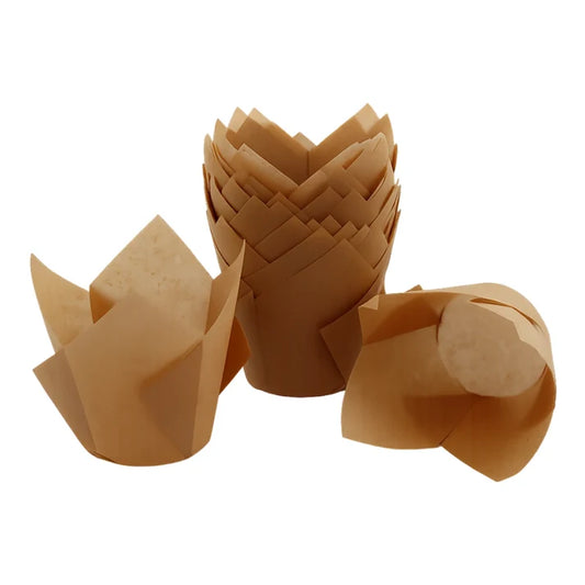 Iconic - 25Pk Light Brown Foil Tulip Muffin Liners