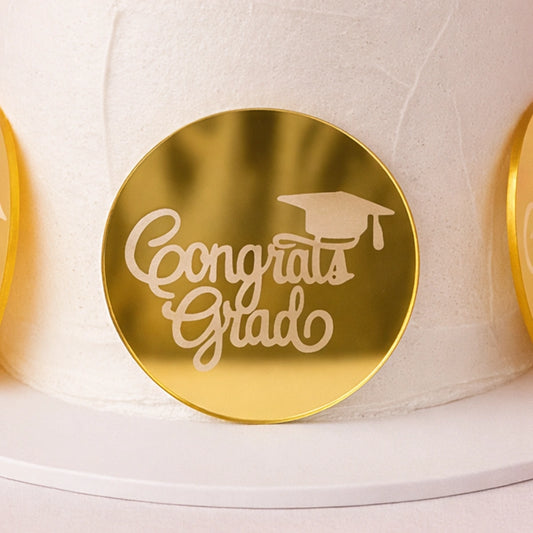 Iconic - Gold Congrats Grad - Acrylic Disc's - 6PC