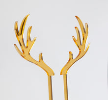 Cake Topper - Reindeer Antlers - Gold Acrylic