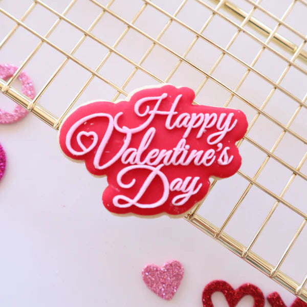 Custom Cookie Cutter - Mini Happy Valentine's Day Cutter & Debosser Set.