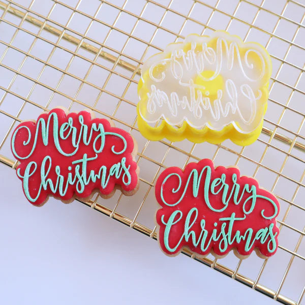 Custom Cookie Cutters - Mini Merry Christmas Cutter & Debosser Set.