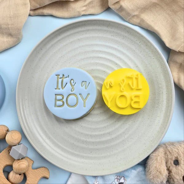 Custom Cookie Cutters Embosser - It's a Boy.