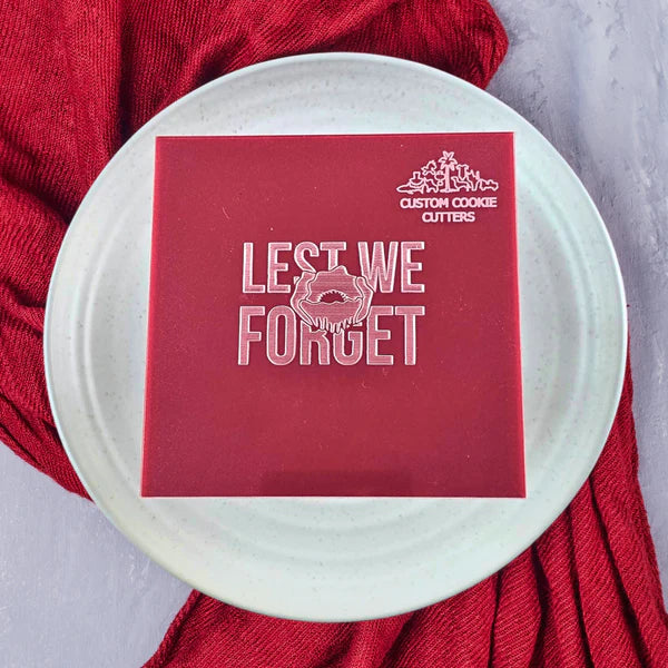 Custom cookie cutters - Lest We Forget Debosser.