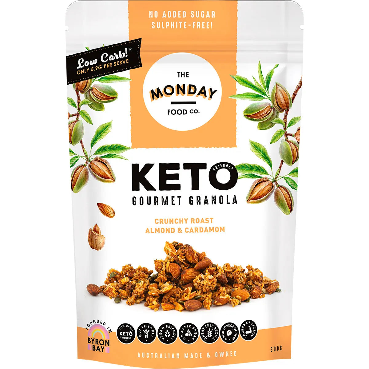 The Monday Food Co. Keto Gourmet Granola - Crunchy Roast Almond & Cardamon 300g