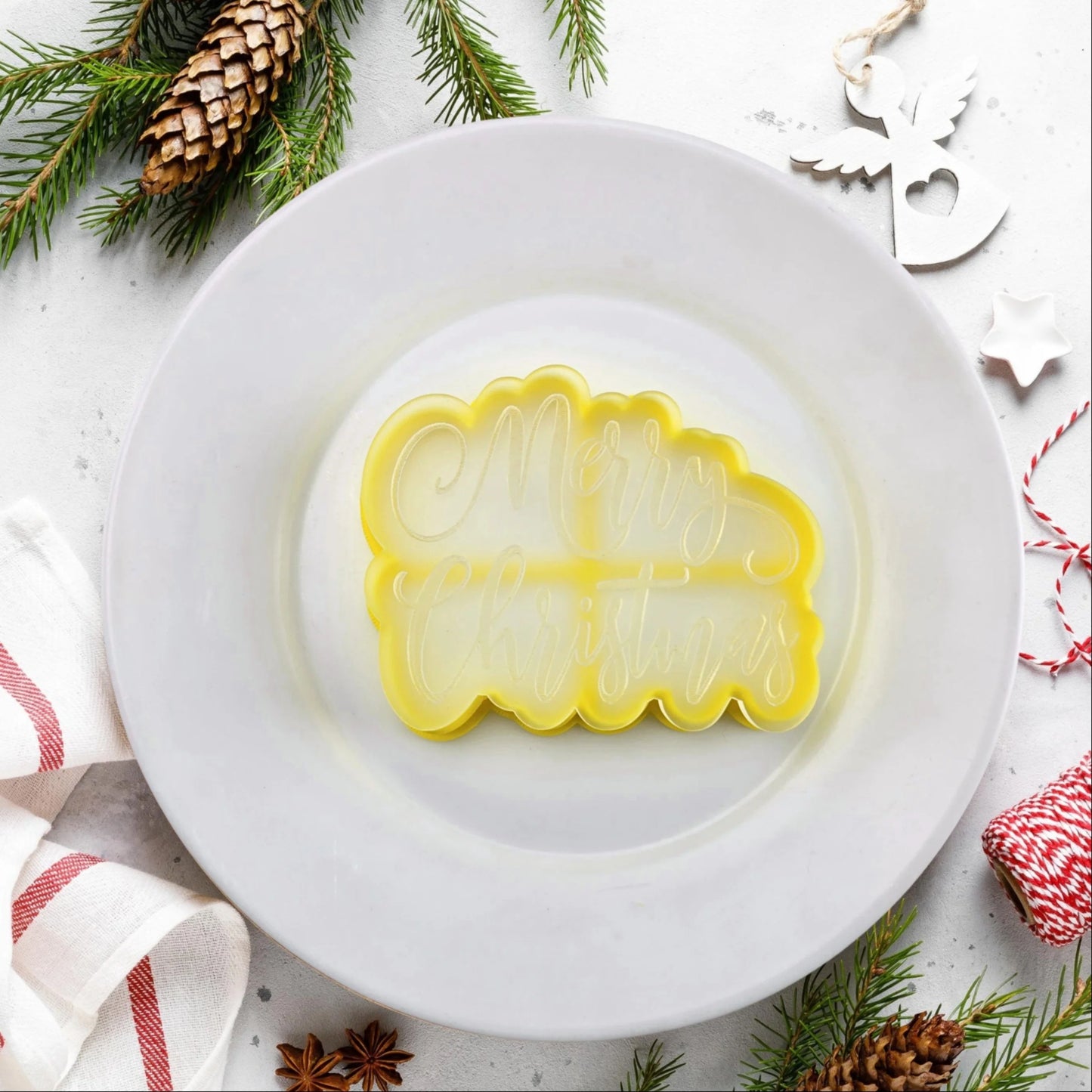 Custom Cookie Cutters Merry Christmas Debosser and Cutter Set.