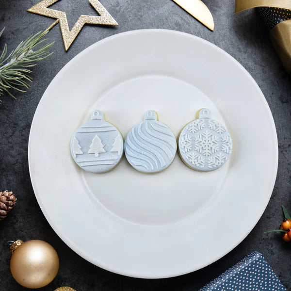 Custom Cookie Cutters - Mini Bauble Cutter and Debosser Set.