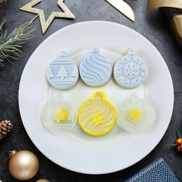 Custom Cookie Cutters - Mini Bauble Cutter and Debosser Set.
