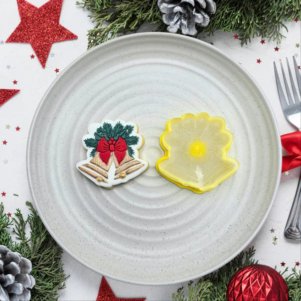Custom Cookie Cutter - Mini Bells and Bow Cutter and Debosser Set.