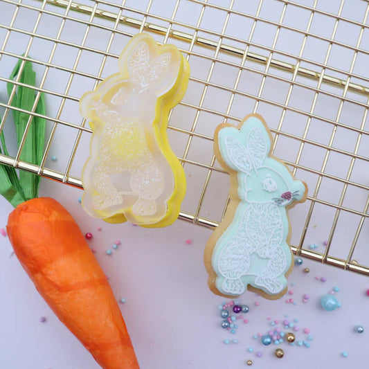 Custom Cookie Cutter - Mini Bunny Rabbit Debosser & Cutter Set.