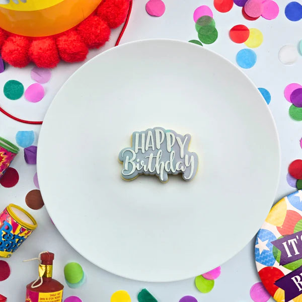Custom Cookie Cutters Mini Happy Birthday Debosser and Cutter Set.