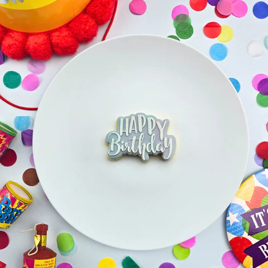Custom Cookie Cutters Mini Happy Birthday Debosser and Cutter Set.