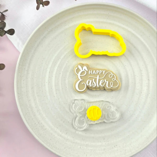 Custom Cookie Cutter - Mini Happy Easter Debosser & Cutter Set.