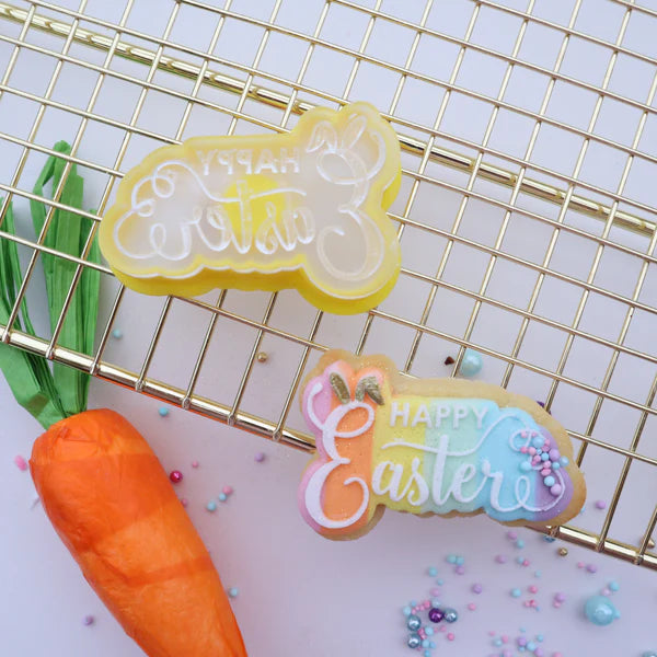 Custom Cookie Cutter - Mini Happy Easter Debosser & Cutter Set.