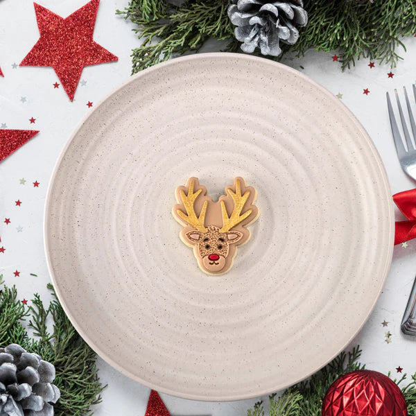 Custom Cookie Cutter - Mini Reindeer Cutter and Debosser Set.