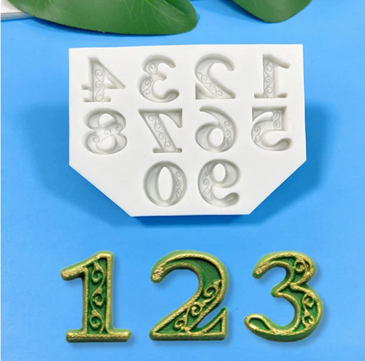Silicone Mould - Numbers - Swirl - S544