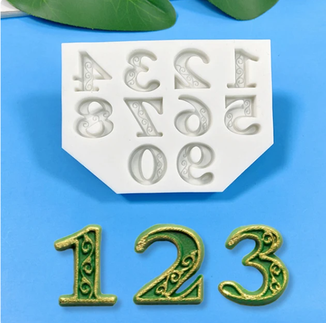 Silicone Mould - Numbers - Swirl - S740