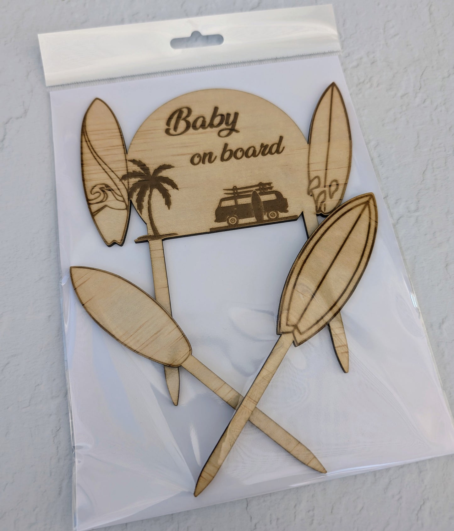 Wooden Cake Topper - Baby On Board.