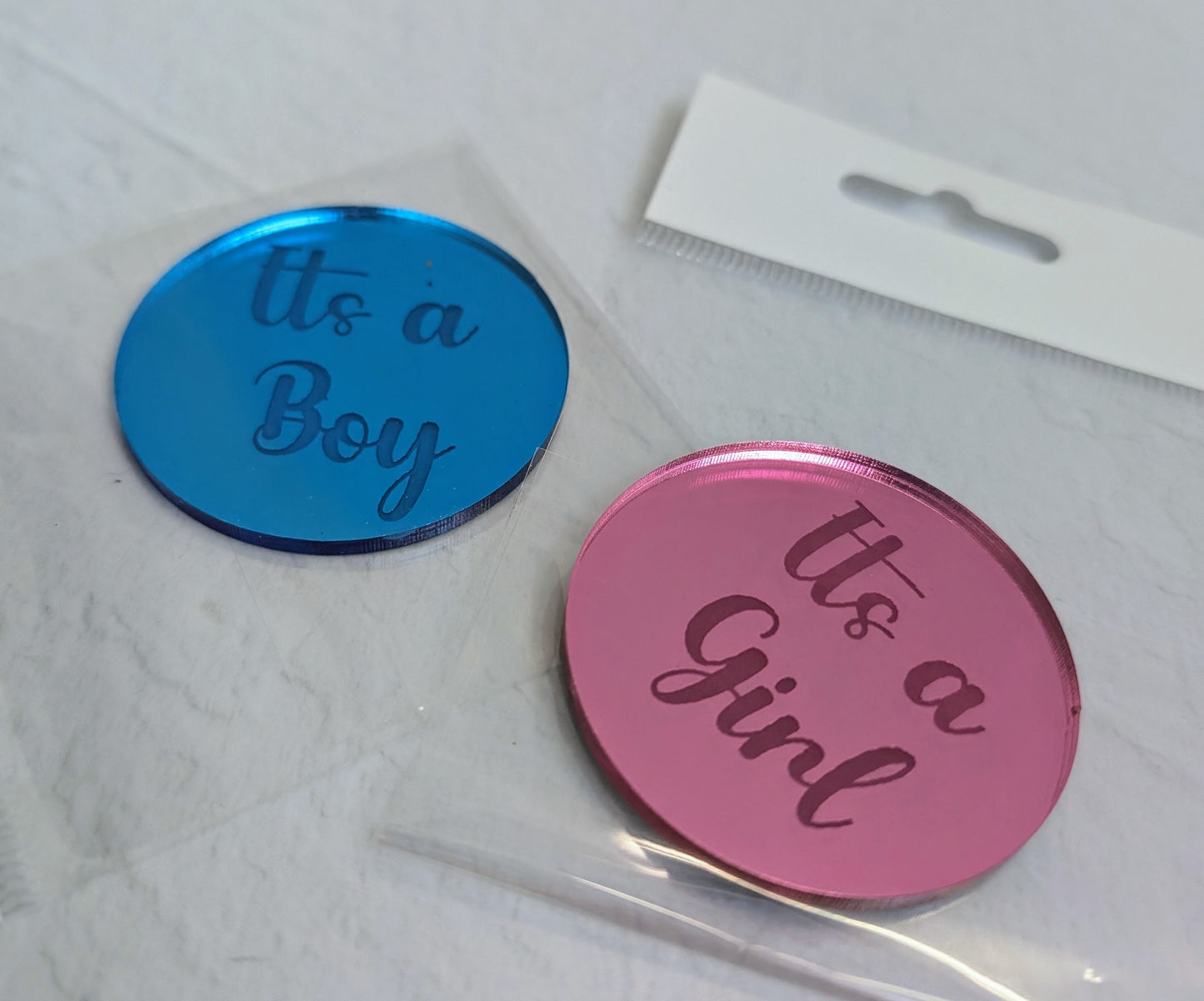 Acrylic Round Plaque - Gender Reveal - It's a - Assorted Colours