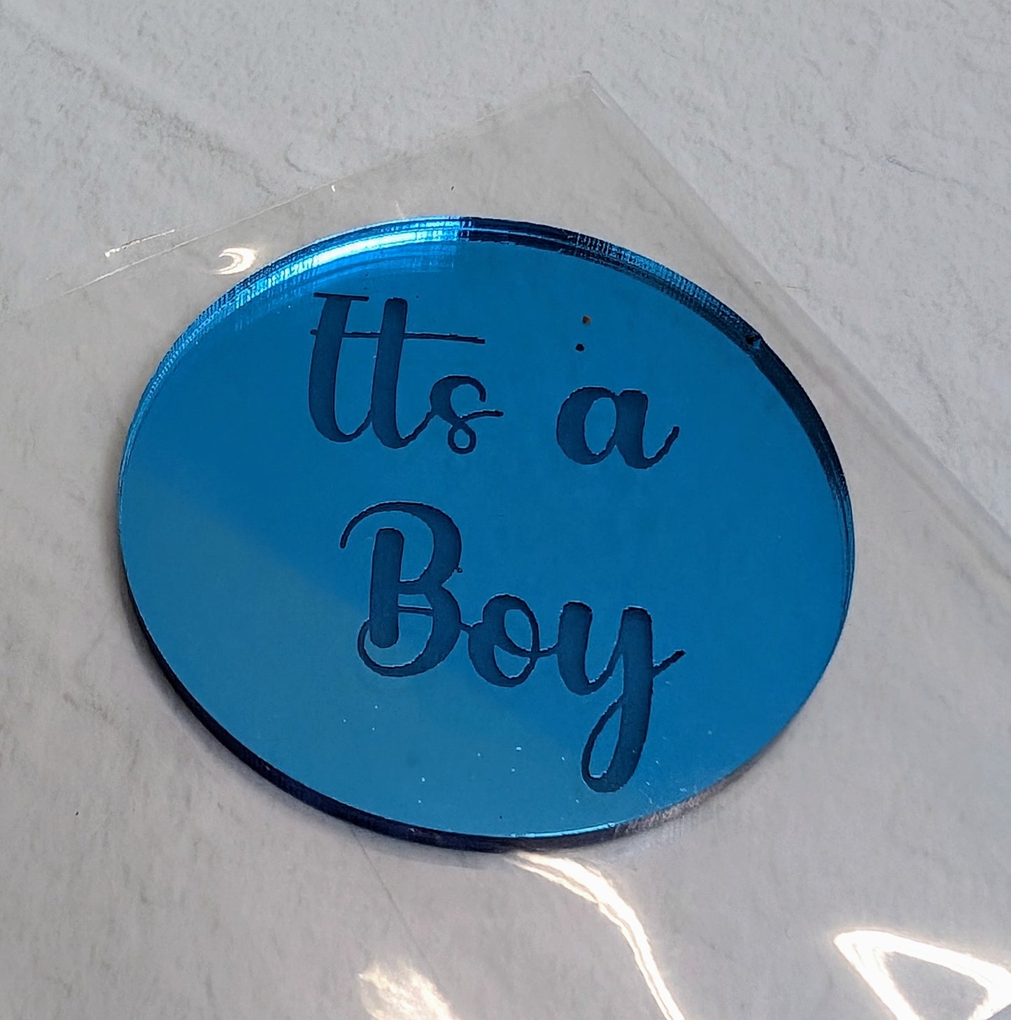 Acrylic Round Plaque - Gender Reveal - It's a - Assorted Colours